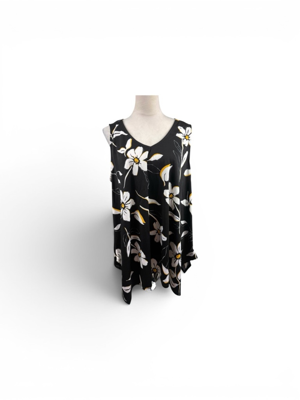 Jules & Leopold Black Tunic with White and Yellow Floral print size 1X - Picture 1 of 9
